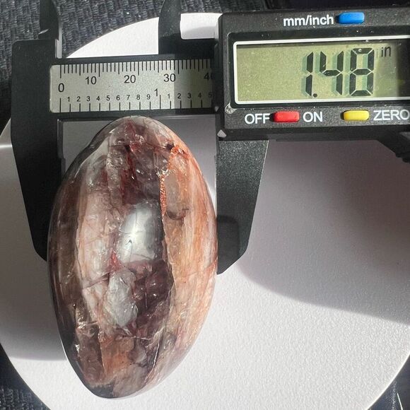 Fire Quartz Crystal Large Palmstone with Rainbow Flash - Picture 10 of 12